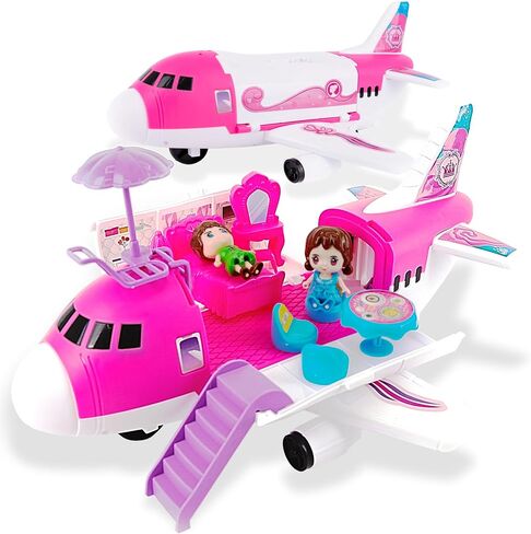 ArtCreativity Pink Airplane Playset for Girls, 13.5" Girls Airplane Toy with Little Person Figurines & Accessories, Dream Plane Playset for Girls, Plane for Toddlers, Gift for Kids Ages 3-10 in Saudi Arabia