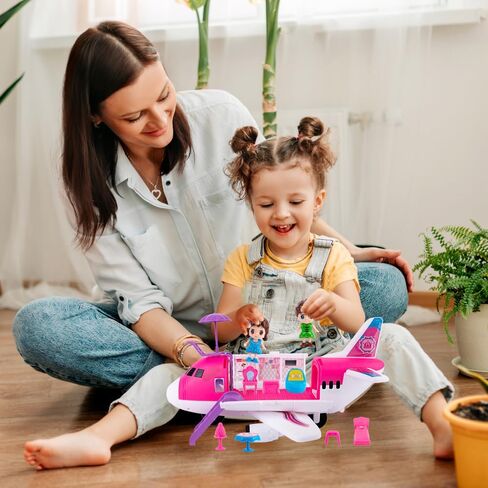 ArtCreativity Pink Airplane Playset for Girls, 13.5" Girls Airplane Toy with Little Person Figurines & Accessories, Dream Plane Playset for Girls, Plane for Toddlers, Gift for Kids Ages 3-10 in Saudi Arabia