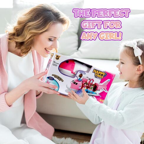 ArtCreativity Pink Airplane Playset for Girls, 13.5" Girls Airplane Toy with Little Person Figurines & Accessories, Dream Plane Playset for Girls, Plane for Toddlers, Gift for Kids Ages 3-10 in Saudi Arabia