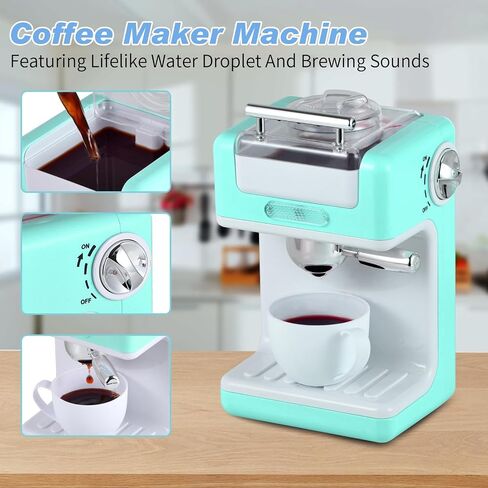 Ehome Play Kitchen Toys Kids Kitchen Accessories Pretend Play Kitchen Appliances Toy Set with Coffee Maker, Mixer, Toaster for Kids Ages 4 5 6 7 8 Girls, Birthday Gifts for Kids, Blue in Saudi Arabia