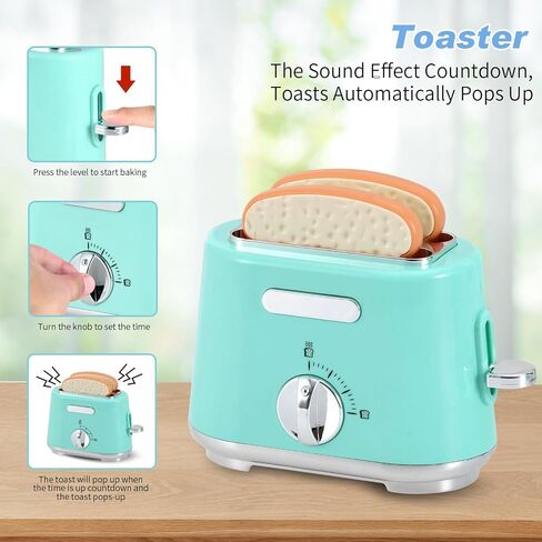 Ehome Play Kitchen Toys Kids Kitchen Accessories Pretend Play Kitchen Appliances Toy Set with Coffee Maker, Mixer, Toaster for Kids Ages 4 5 6 7 8 Girls, Birthday Gifts for Kids, Blue in Saudi Arabia
