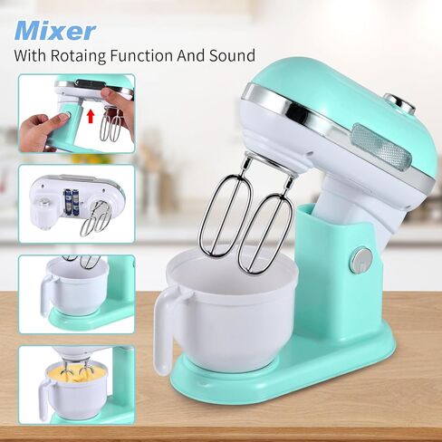 Ehome Play Kitchen Toys Kids Kitchen Accessories Pretend Play Kitchen Appliances Toy Set with Coffee Maker, Mixer, Toaster for Kids Ages 4 5 6 7 8 Girls, Birthday Gifts for Kids, Blue in Saudi Arabia