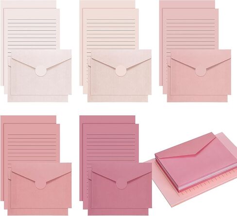 100 Pcs Stationery Lined Stationery Paper and Envelopes Set Includes 50 Letter Writing Paper and 50 Envelope for Office, 5.5 x 8.25 Inch(Purple) in Kuwait