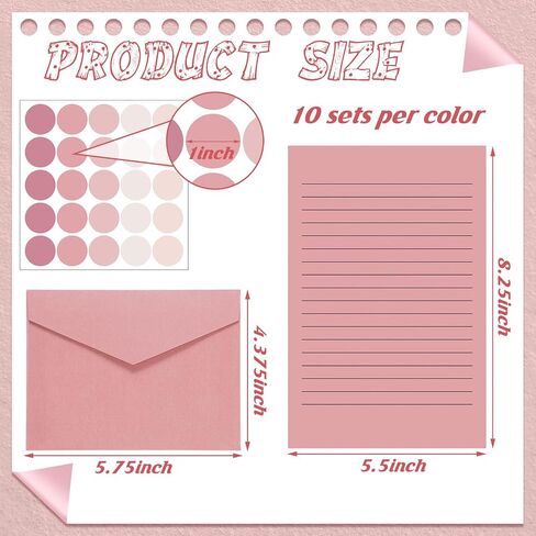 100 Pcs Stationery Lined Stationery Paper and Envelopes Set Includes 50 Letter Writing Paper and 50 Envelope for Office, 5.5 x 8.25 Inch(Purple) in Kuwait