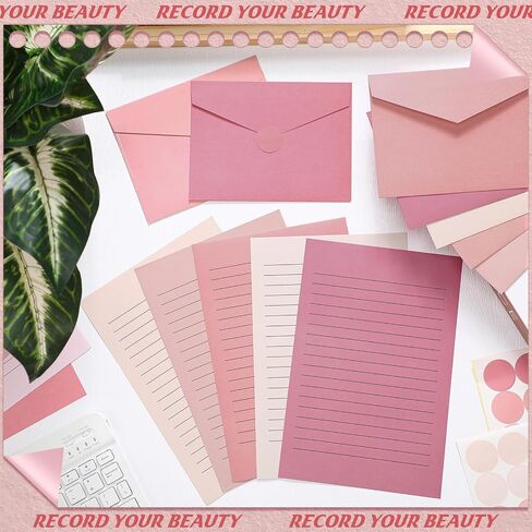 100 Pcs Stationery Lined Stationery Paper and Envelopes Set Includes 50 Letter Writing Paper and 50 Envelope for Office, 5.5 x 8.25 Inch(Purple) in Kuwait
