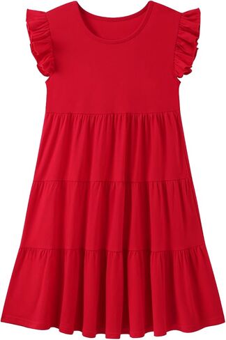 HILEELANG Little Girls Short Sleeve Dresses Easter Summer Cotton Casual Skater Swing Twirly Sundress in Kuwait