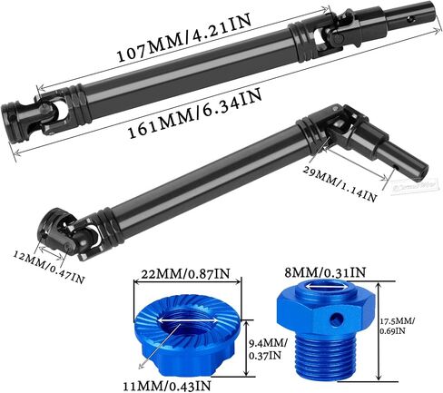 RC Upgrades Part for 1/10 Kraton 4x4 4S V2 BLX,Outcast 4X4 4S V2 BLX,Steel #45 Driveshafts,Alloy Front Rear Suspension Arms,Steering Blocks,Caster Blocks,Stub Axle Carriers w/Hex,Navy Blue in Kuwait