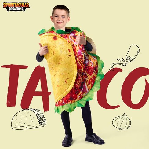 Spooktacular Creations Taco Costume Kids, Unisex Outfit Food Costume for Child Teens Halloween Dress up Cosplay Party in Saudi Arabia