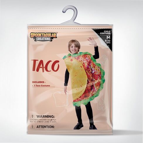 Spooktacular Creations Taco Costume Kids, Unisex Outfit Food Costume for Child Teens Halloween Dress up Cosplay Party in Saudi Arabia