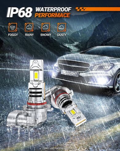 مصابيح الضباب SEALIGHT H10 9145 9140 LED أو DRL، 18000LM 1000% فائقة السطوع، مروحة تبريد 12000 دورة في الدقيقة، تصميم حقيقي 1:1، 6500K أبيض H10/9145/9140 مصابيح ضباب، IP68 مقاومة للماء، حزمة من 2 in Saudi Arabia