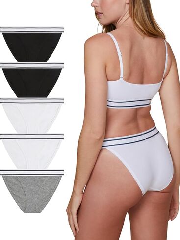 Cloud Cotton Logo French Cut Underwear 5-Pack - Stretch Cotton Fabric - High Leg Rise, Comfy Elastic Waistband in Saudi Arabia