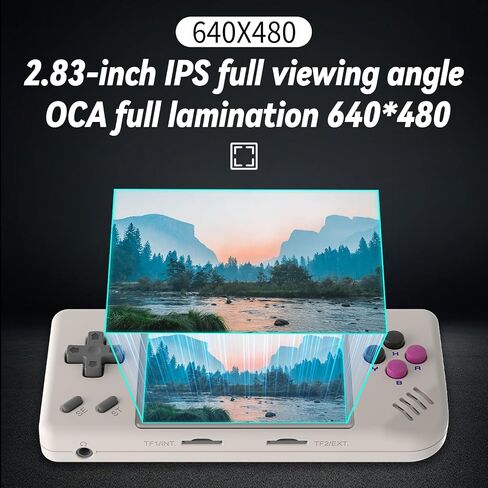 RG28XX Handheld Game Console with 640*480 2.83 Inch IPS Screen Built-in 5500+ Games 3100mAh Battery Linux System Support HDMI TV Output Multimedia Player (Black Transparent) in Saudi Arabia