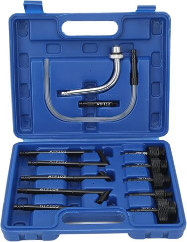 محول تعبئة السوائل، محول تعبئة زيت محول ATF 13 قطعة، محول تعبئة زيت السوائل، مجموعة أدوات موصل إعادة تعبئة الزيت مع صندوق تخزين لسيارات فورد، Adn، Kia in Kuwait