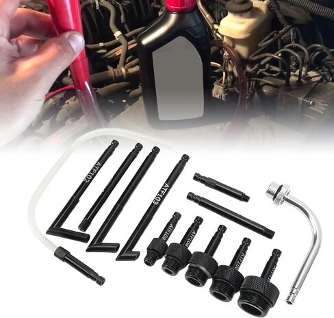 محول تعبئة السوائل، محول تعبئة زيت محول ATF 13 قطعة، محول تعبئة زيت السوائل، مجموعة أدوات موصل إعادة تعبئة الزيت مع صندوق تخزين لسيارات فورد، Adn، Kia in Kuwait