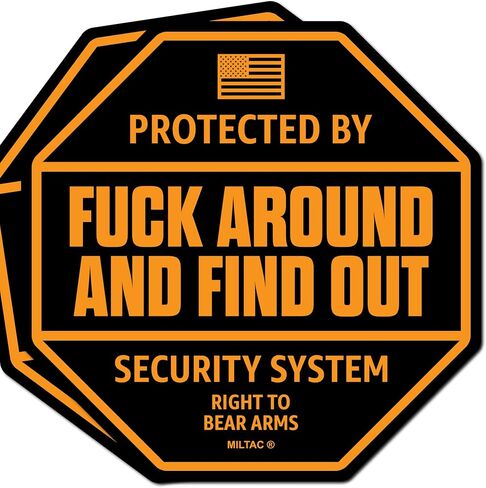 FAFO Sticker Security Warning Sign [2-Pack] Protected by Around and Find Out Decal for Truck, Window | Funny Car Stickers, Hard Hat Stickers, Secured by Tactical Home Security System (Sticker - in Kuwait