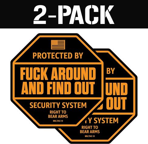 FAFO Sticker Security Warning Sign [2-Pack] Protected by Around and Find Out Decal for Truck, Window | Funny Car Stickers, Hard Hat Stickers, Secured by Tactical Home Security System (Sticker - in Kuwait