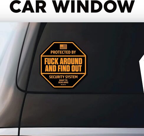 FAFO Sticker Security Warning Sign [2-Pack] Protected by Around and Find Out Decal for Truck, Window | Funny Car Stickers, Hard Hat Stickers, Secured by Tactical Home Security System (Sticker - in Kuwait