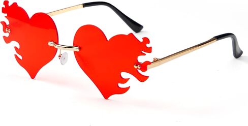 Spooktacular Creations Halloween Red Melting Heart النظارات الشمسية، أزياء شخصية ظلال النار على شكل قلب نظارات الهذيان، نظارات حفلة موسيقية لهب لطيفة للأطفال والنساء والرجال إكسسوارات الحفلات الأساسية in Saudi Arabia