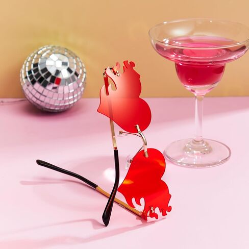 Spooktacular Creations Halloween Red Melting Heart النظارات الشمسية، أزياء شخصية ظلال النار على شكل قلب نظارات الهذيان، نظارات حفلة موسيقية لهب لطيفة للأطفال والنساء والرجال إكسسوارات الحفلات الأساسية in Saudi Arabia