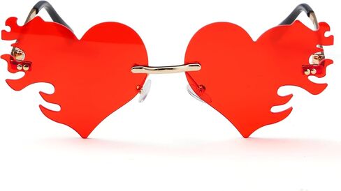 Spooktacular Creations Halloween Red Melting Heart النظارات الشمسية، أزياء شخصية ظلال النار على شكل قلب نظارات الهذيان، نظارات حفلة موسيقية لهب لطيفة للأطفال والنساء والرجال إكسسوارات الحفلات الأساسية in Saudi Arabia
