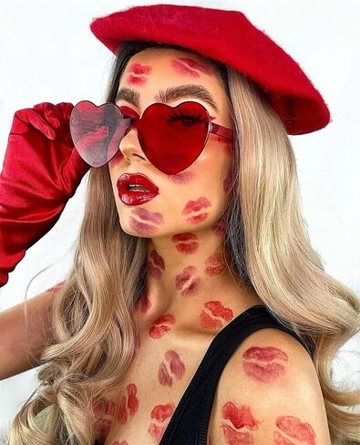 نظارات شمسية على شكل قلب من GIFIORE للنساء، نظارات شمسية لطيفة بدون إطار على شكل قلب، ظلال ألوان الحلوى in Saudi Arabia
