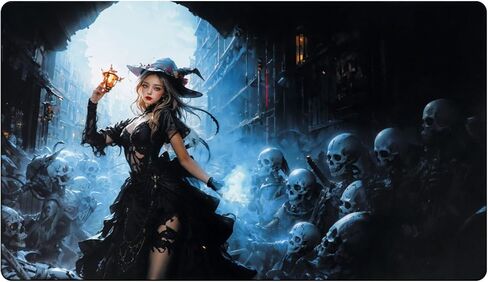 Playmat 24" x 14" Game Mats Tabletop Magic for MTG/TCG Cards, Trading Card Game Playing Stitched Play Mats Commander Deck Gaming Desk Mat Card Gameplay Mats - Necromancer and Amulet of Soul in Kuwait