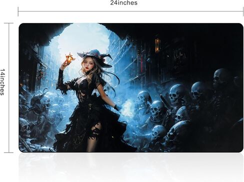 Playmat 24" x 14" Game Mats Tabletop Magic for MTG/TCG Cards, Trading Card Game Playing Stitched Play Mats Commander Deck Gaming Desk Mat Card Gameplay Mats - Necromancer and Amulet of Soul in Kuwait