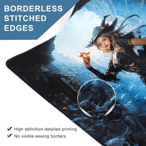 Playmat 24" x 14" Game Mats Tabletop Magic for MTG/TCG Cards, Trading Card Game Playing Stitched Play Mats Commander Deck Gaming Desk Mat Card Gameplay Mats - Necromancer and Amulet of Soul in Kuwait