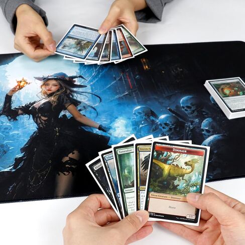 Playmat 24" x 14" Game Mats Tabletop Magic for MTG/TCG Cards, Trading Card Game Playing Stitched Play Mats Commander Deck Gaming Desk Mat Card Gameplay Mats - Necromancer and Amulet of Soul in Kuwait
