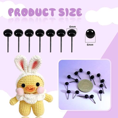 TOAOB 300pcs Black Glass Safety Eyes Set 4mm Small Doll Eyeballs on Wire for DIY Bear Doll Plush Animal Puppet Crafts in Saudi Arabia