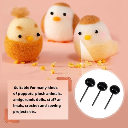TOAOB 300pcs Black Glass Safety Eyes Set 4mm Small Doll Eyeballs on Wire for DIY Bear Doll Plush Animal Puppet Crafts in Saudi Arabia