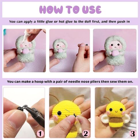 TOAOB 300pcs Black Glass Safety Eyes Set 4mm Small Doll Eyeballs on Wire for DIY Bear Doll Plush Animal Puppet Crafts in Saudi Arabia