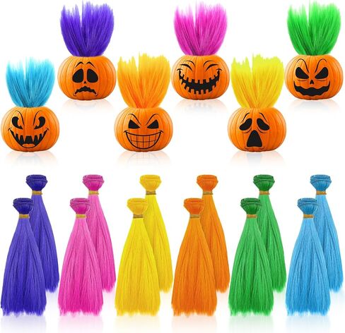 Knitgrip 12 Pack Doll Hair Wefts Straight Synthetic 5.91 Inch Doll Wig Faux Hair Extensions 6 Colors DIY High Temperature Fiber Hair Crafts for Doll Making Figurine Wigs Rerooting Crafting Art in Saudi Arabia