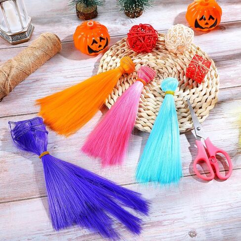 Knitgrip 12 Pack Doll Hair Wefts Straight Synthetic 5.91 Inch Doll Wig Faux Hair Extensions 6 Colors DIY High Temperature Fiber Hair Crafts for Doll Making Figurine Wigs Rerooting Crafting Art in Saudi Arabia