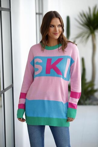 Oversized Sweater for Women Fall Fashion 2024 Crewneck Long Sleeve Ski Pullover Sweaters S-2XL in Saudi Arabia