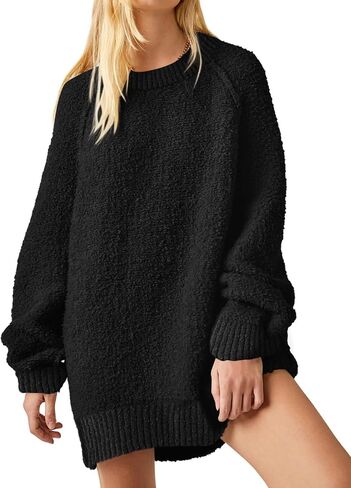 Saodimallsu Womens Oversized Sweater 2024 Fall Trendy Fuzzy Crew Neck Long Sleeve Casual Tunic Sweaters in Saudi Arabia