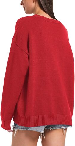 Ugerlov Women's Oversized American Flag Sweater Long Sleeve Crewneck Knit USA Sweaters 2024 Fall Chunky Warm Pullover Tops in Saudi Arabia