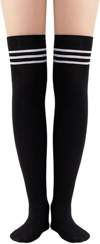 Century Star Thigh High Socks for Women Tube Extra Long Over Knee Socks Triple Stripes Warm Stockings in Saudi Arabia