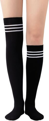 Century Star Thigh High Socks for Women Tube Extra Long Over Knee Socks Triple Stripes Warm Stockings in Saudi Arabia