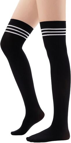 Century Star Thigh High Socks for Women Tube Extra Long Over Knee Socks Triple Stripes Warm Stockings in Saudi Arabia