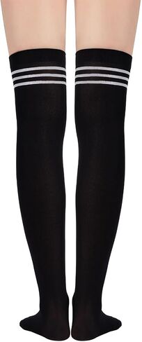 Century Star Thigh High Socks for Women Tube Extra Long Over Knee Socks Triple Stripes Warm Stockings in Saudi Arabia