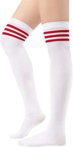 Century Star Thigh High Socks for Women Tube Extra Long Over Knee Socks Triple Stripes Warm Stockings in Saudi Arabia