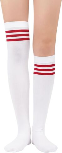 Century Star Thigh High Socks for Women Tube Extra Long Over Knee Socks Triple Stripes Warm Stockings in Saudi Arabia