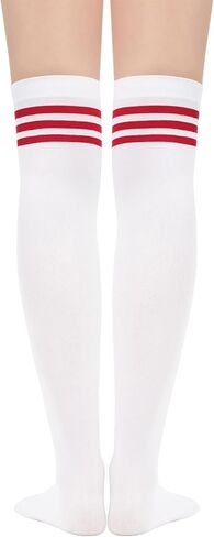 Century Star Thigh High Socks for Women Tube Extra Long Over Knee Socks Triple Stripes Warm Stockings in Saudi Arabia