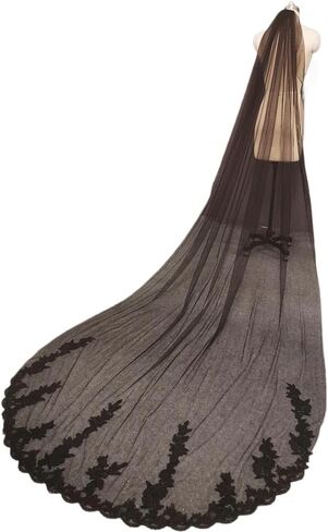 Stunning Black Lace Wedding Veil for Brides - Elevate Your Big Day with Timeless Elegance in Saudi Arabia