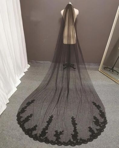 Stunning Black Lace Wedding Veil for Brides - Elevate Your Big Day with Timeless Elegance in Saudi Arabia