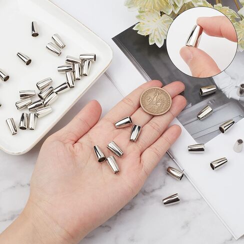 GORGECRAFT 40PCS Metal Bell Stopper Conical Bells Cord Rope Locks Fastener Ends Zipper Pull Ends Toggle Clip Cone Cord Lock for Lanyard Backpack Bag Clothing, Silver 4x7x13mm in Saudi Arabia