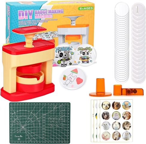 Button Maker Machine,55mm(2.16inch) DIY Button Press Machine with 48Pcs Button Maker Supplies,Cutter,Cutting Board and Sticker for Kids Pin Maker Christmas Birthday Gift in Saudi Arabia