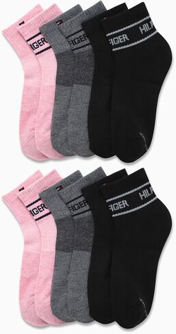 Tommy Hilfiger Women's Quarter Socks - 12 Pack Performance Cushioned Athletic Socks - Arch Support Socks for Women (4-10) in Saudi Arabia