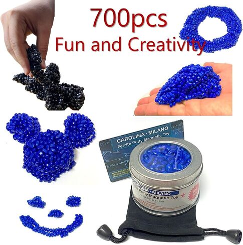 700 PCS Blue Crags Ferrite Putty for Adults Ferrite Stones, Satisfying Fun Fidget Office Desk Toy, Blue Color Beads with Separator Card, Storage Bag & a tin Box, 350gr in Saudi Arabia